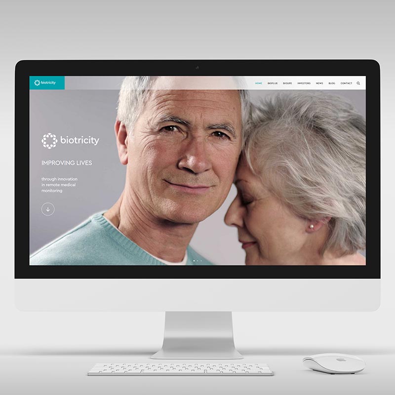 biotricity-home-slide-1-iMac-800x800px Website for a medical technology company